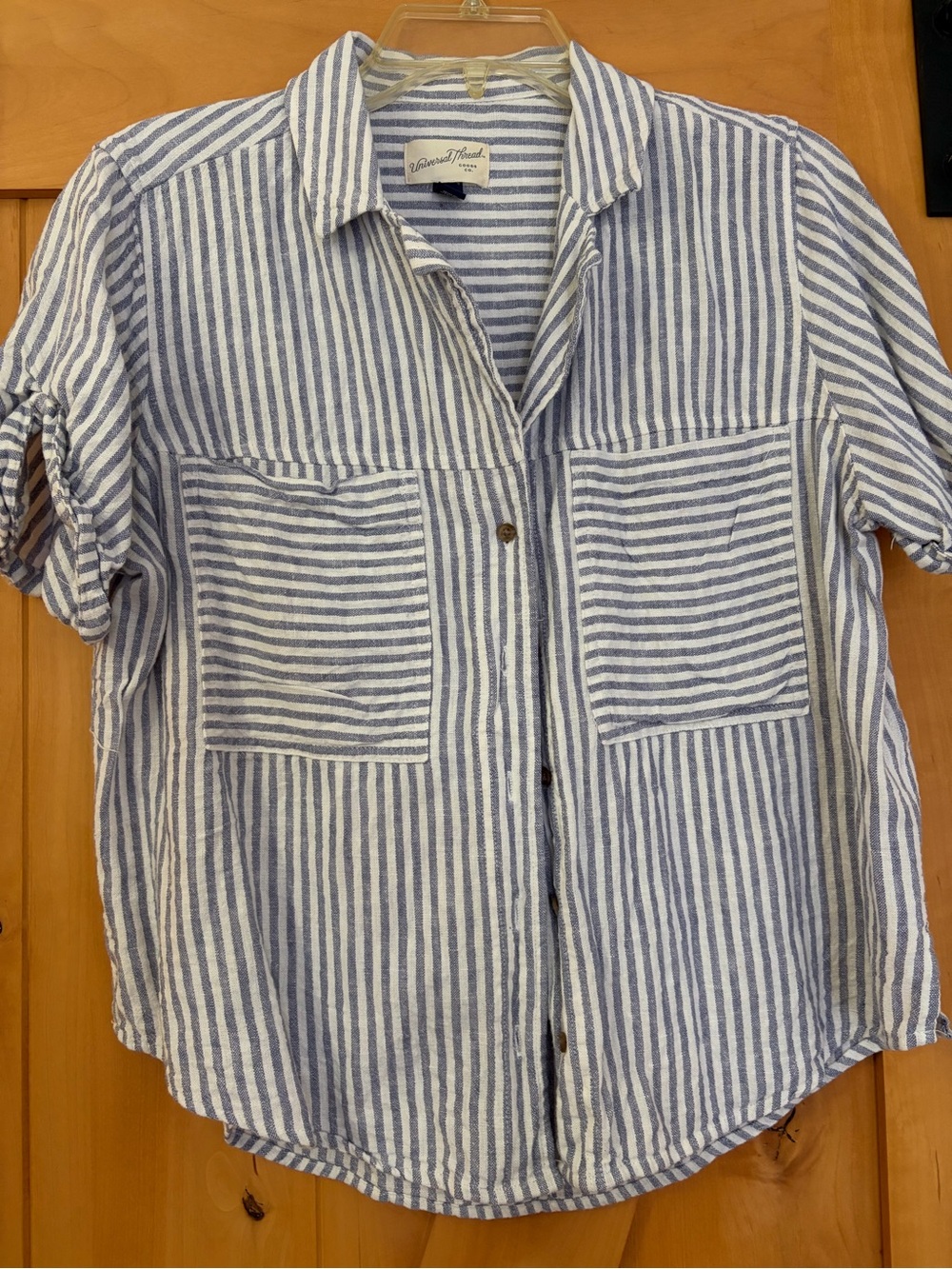 Universal Thread Blue and White Striped Button-Front Shirt